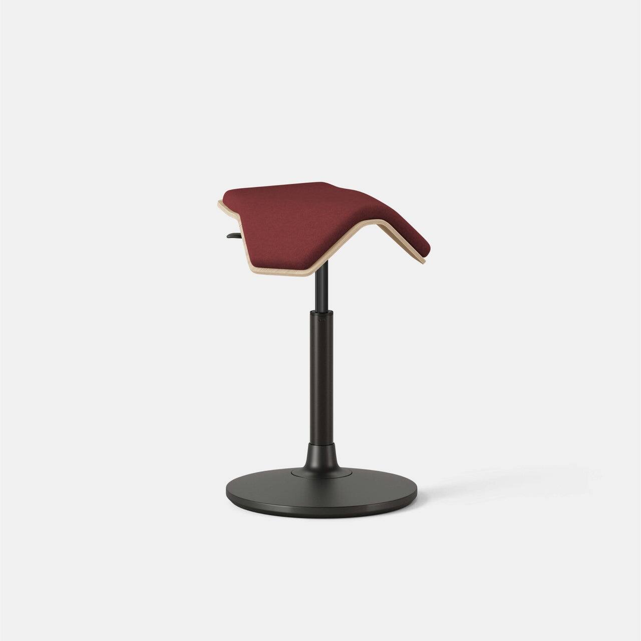 Left. Branch Furniture - Branch Saddle Stool Plus – Ergonomic Rolling Stool with Birch Frame & Eco-Friendly Fabric - Brick / Wood.