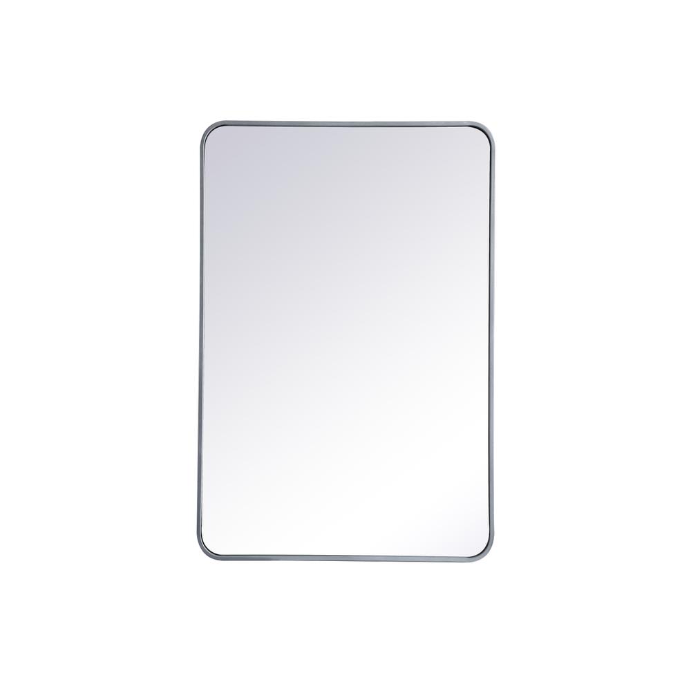 Back. Elegant Decor - Soft corner metal rectangular mirror 27x40 inch in Silver - Silver.