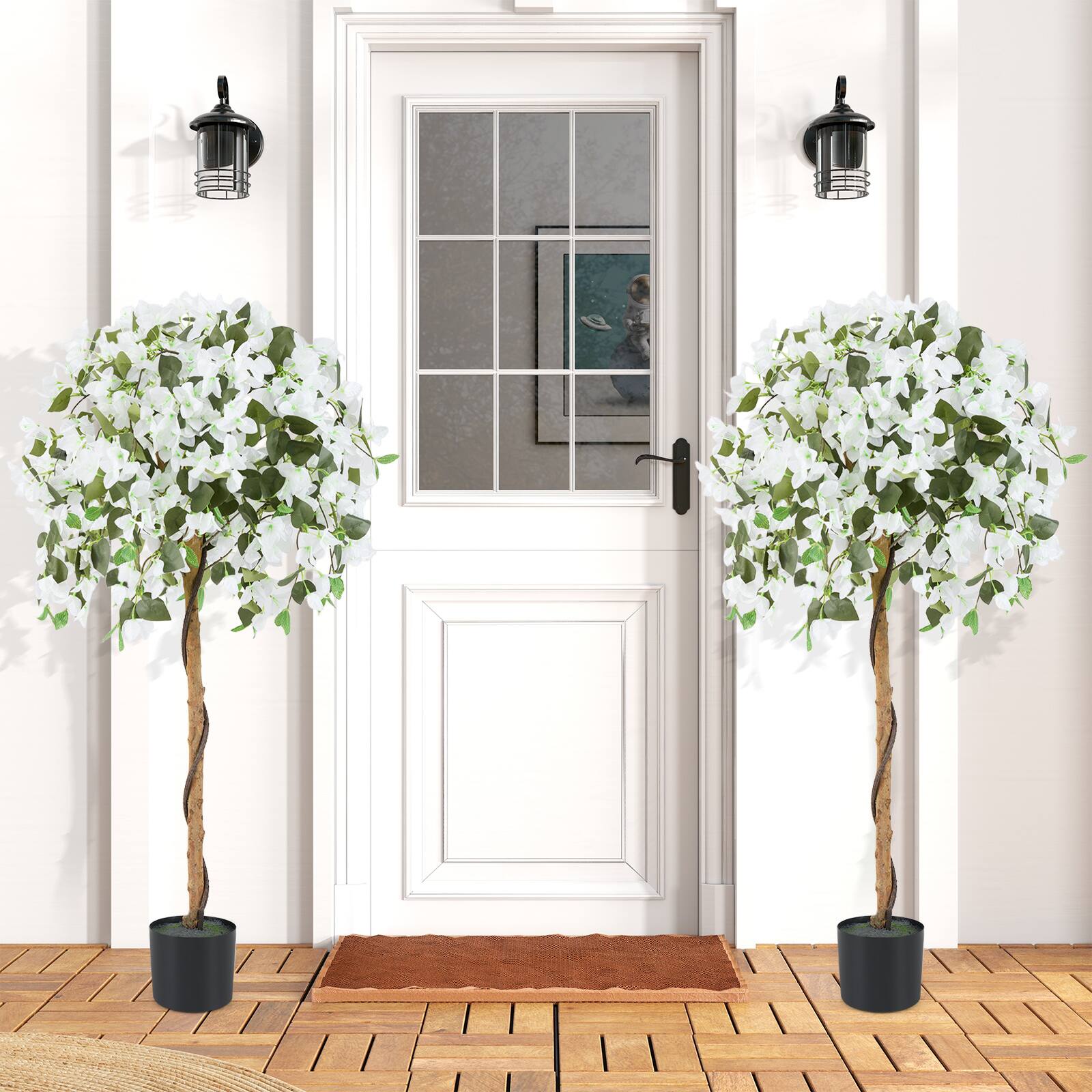 Alt View 3. Costway - Costway 53" Artificial Azalea Tree Faux Floral Plant w/ Red Azalea Flowers Nursery Pot - Green,Red.