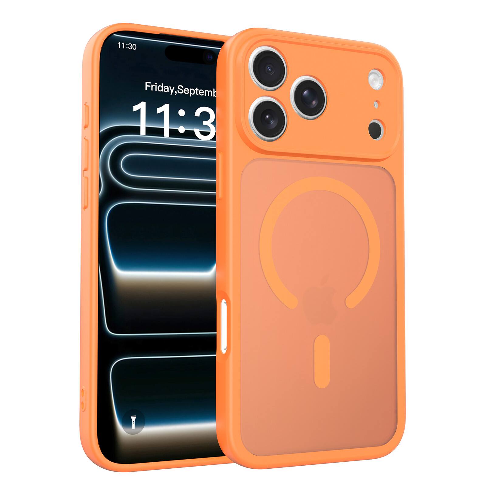 Dteck - for Apple iPhone 18 Pro Slim Magnetic Case,Shock-absorbent Rugged Back Cover,Skin-Feel Matte PC TPU Hybrid Shell - Orange