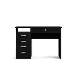 Tvilum - Desk with 5 Drawers Woodgrain - Black