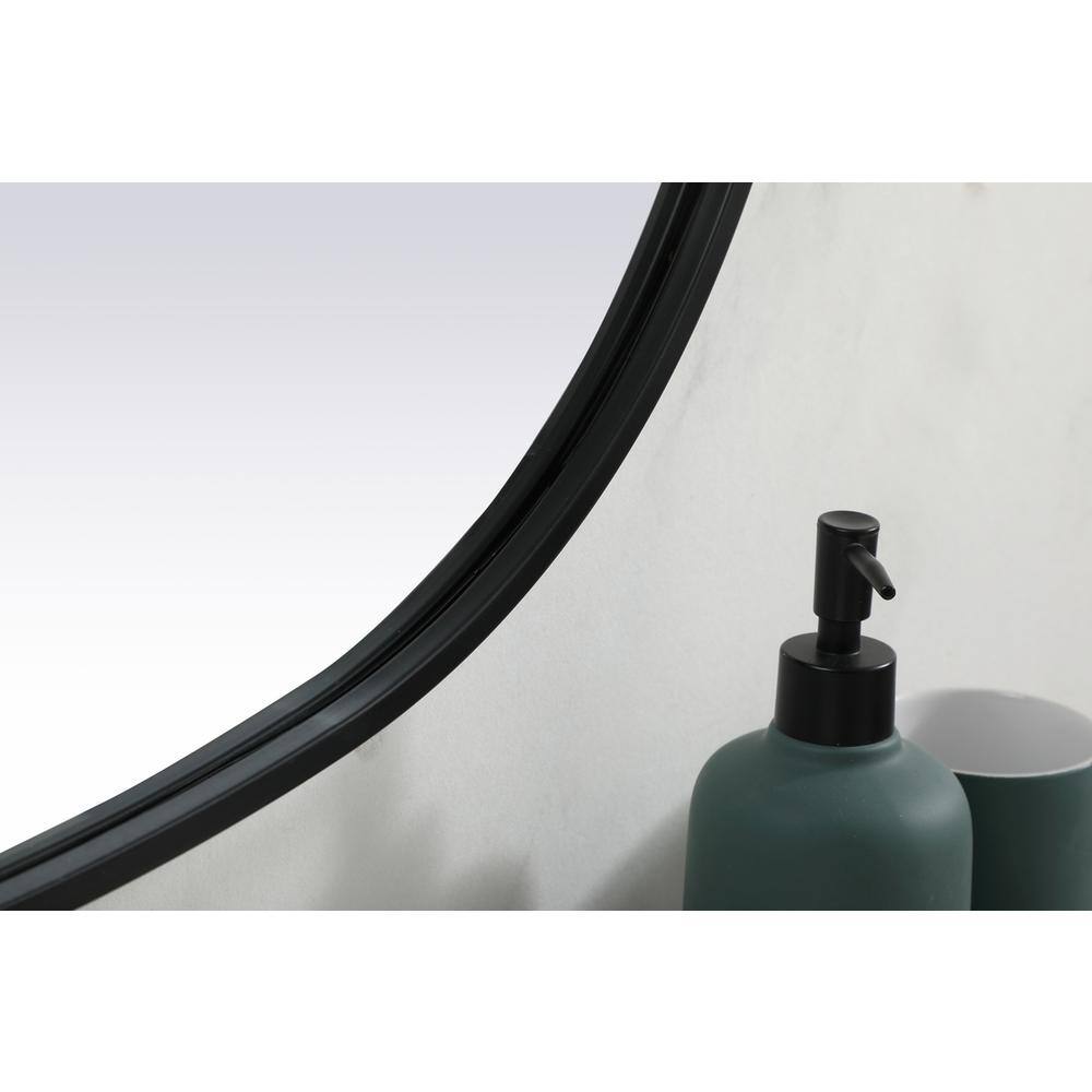Alt View 2. Elegant Decor - Metal Frame Oval Mirror 30x40 Inch in Black - Black.