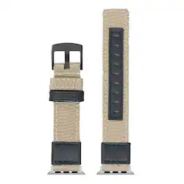 StrapsCo - Rugged Canvas Watch Band Strap For Apple Watch - 44mm/45mm/46mm/49mm (Standard) - Tan (Silver Hardware)