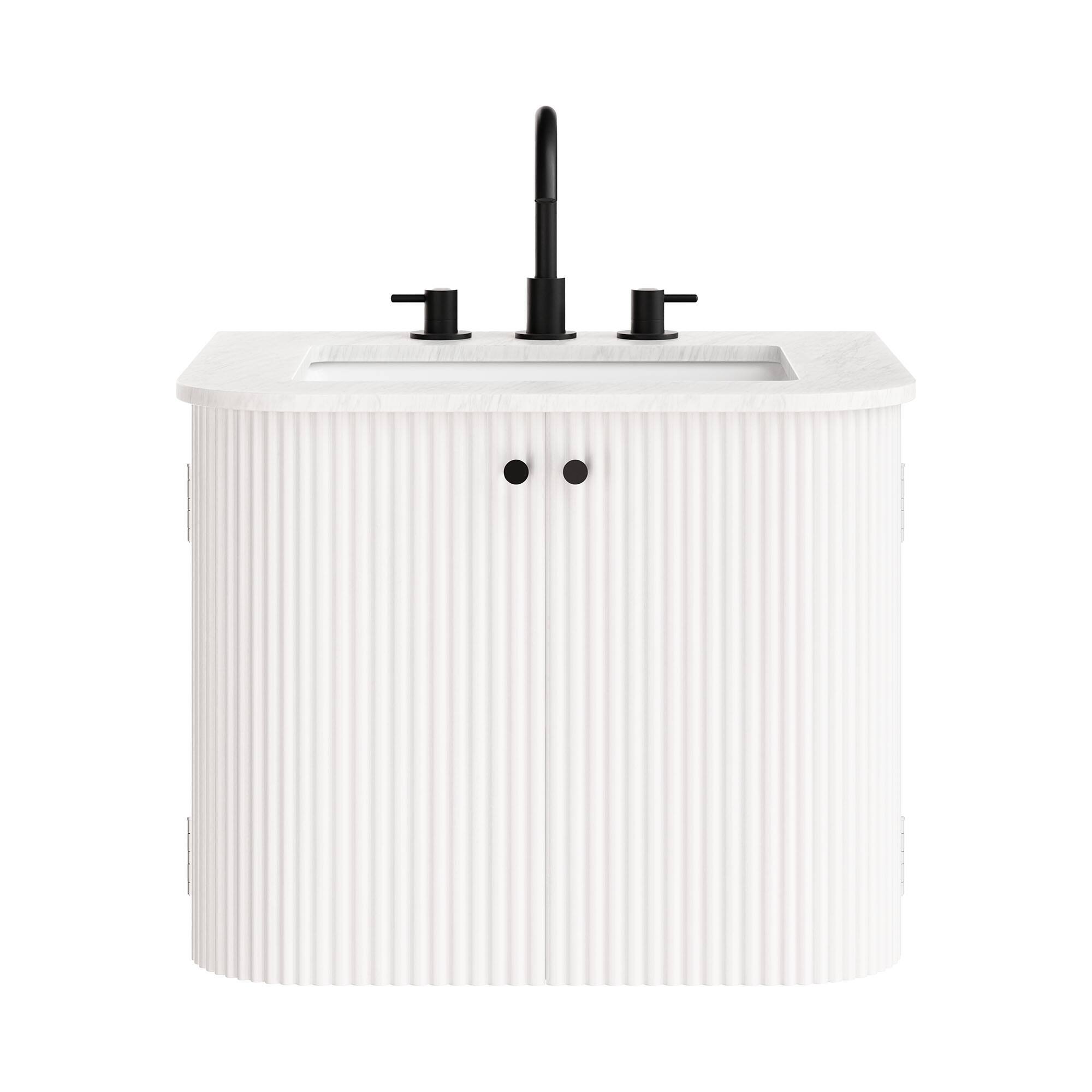 Alt View 4. Modway - Zia Wall-Mount Bathroom Vanity with Marble Sink by Modway - Ivory.