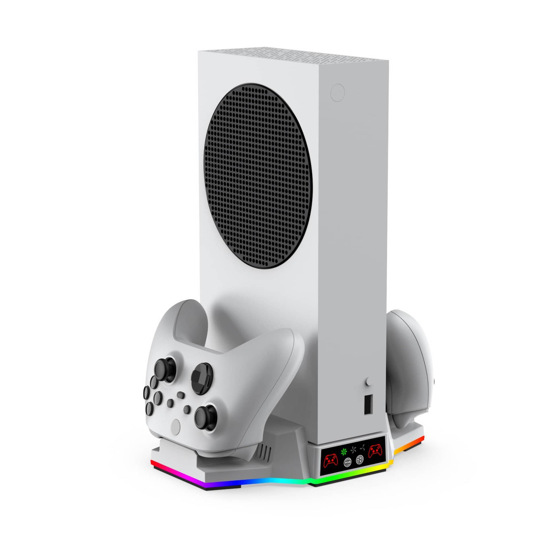 Dobe - XBOX SERIES S Console Grip Charging Stand with Ambient Lighting, Compatible with Xbox One and Series S controllers - White