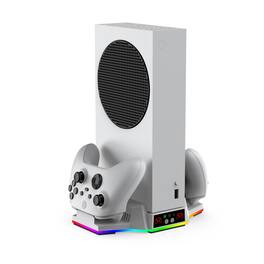 Dobe - XBOX SERIES S Console Grip Charging Stand with Ambient Lighting, Compatible with Xbox One and Series S controllers - White