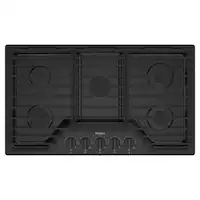 Whirlpool - 36" Built-In Gas Cooktop with 5 Burners and EZ-2-Lift Hinged Cast-Iron Grates - Black - Front_Zoom