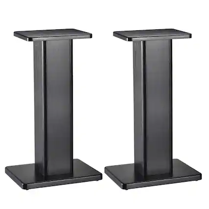 Front. Unique Bargains - 2pcs Wood Speaker Stands, Sturdy Hollow Base for Optimal Positioning of Bookshelf Speakers in Home Theater - Black.