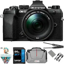 Bundle - OM System - OM-5 Mark II Camera w/ M.ZUIKO 14-150mm Lens, Black + 64GB Memory
