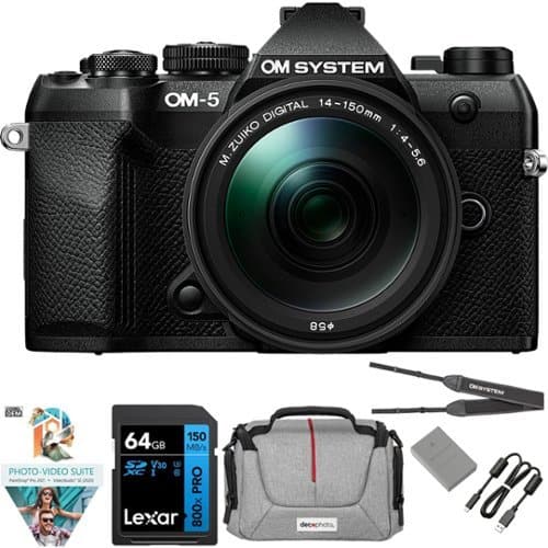 Bundle - OM System - OM-5 Mark II Camera w/ M.ZUIKO 14-150mm Lens, Black + 64GB Memory