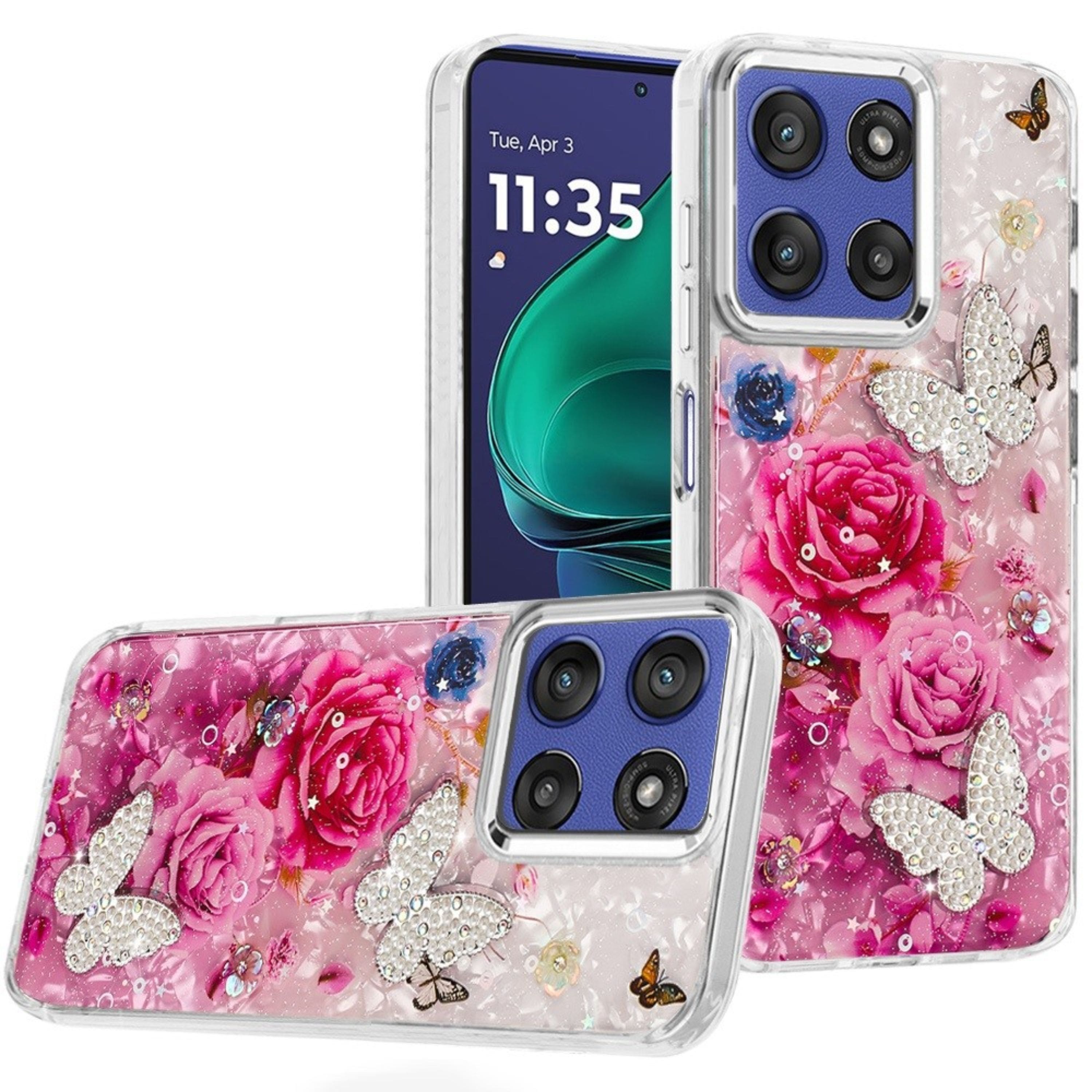 Kitcheniva - Case Epoxy Glitter 3D Butterflies Plus Tempered Glass For Moto G Stylus 2026/2025 6 - Multicolor price history on PriceWatchPro