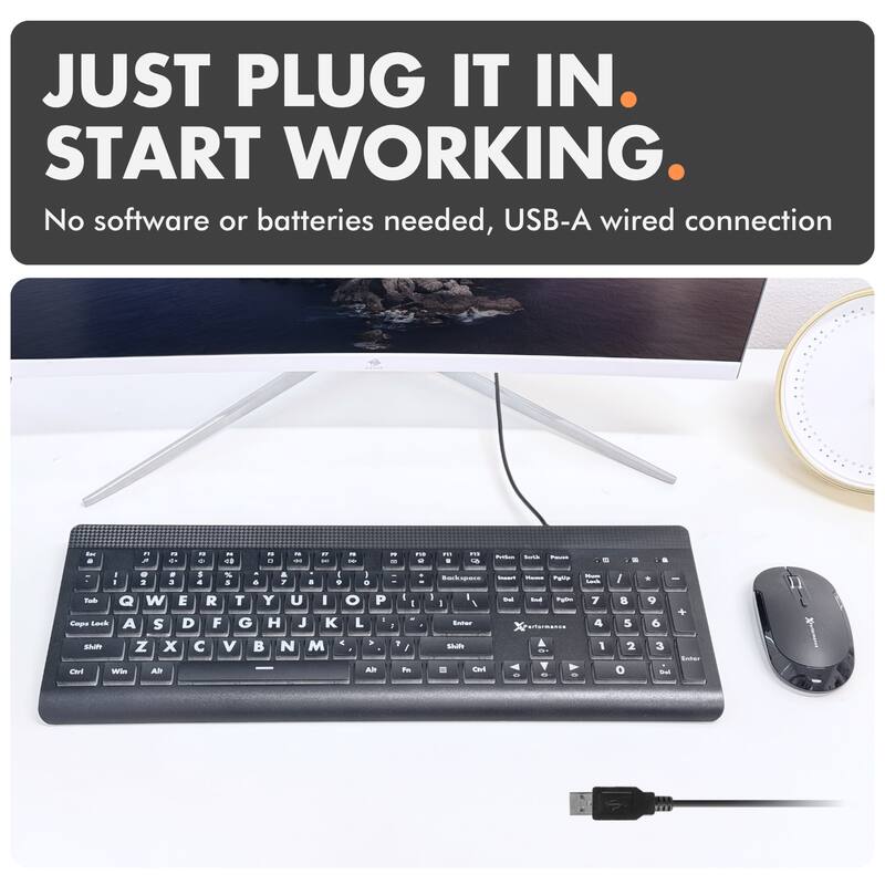 JUST PLUG IT IN. START WORKING. No software or batteries needed, USB-A wired connection.