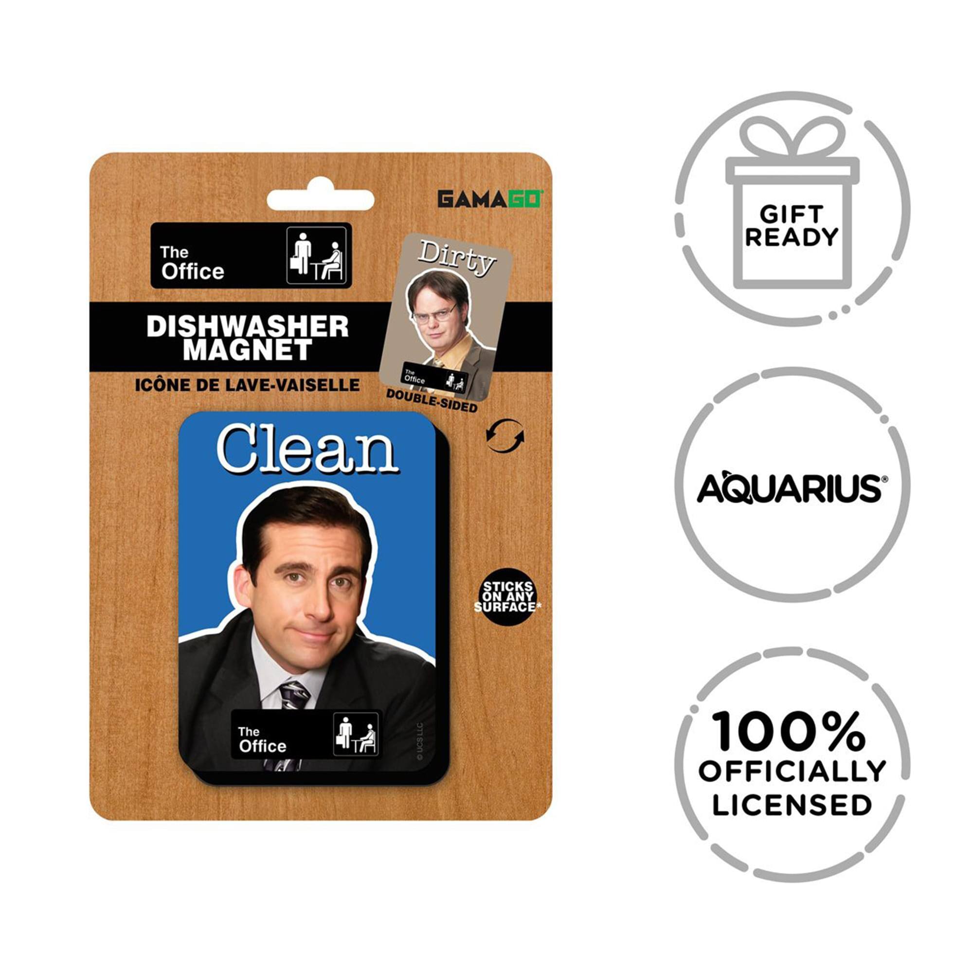 GAMAGO The Office Dirty DISHWASHER MAGNET ICNE DE LAVE-VAISSELLE DOUBLE-SIDED Clean GIFT READY AQUARIUS STICKS ON ANY SURFACE The Office LIL 100% OFFICIALLY LICENSED