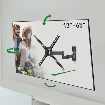 Front. Barkan - Barkan 13-65" TV wall mount with Full motion, extension, swivel and tilt - Black.