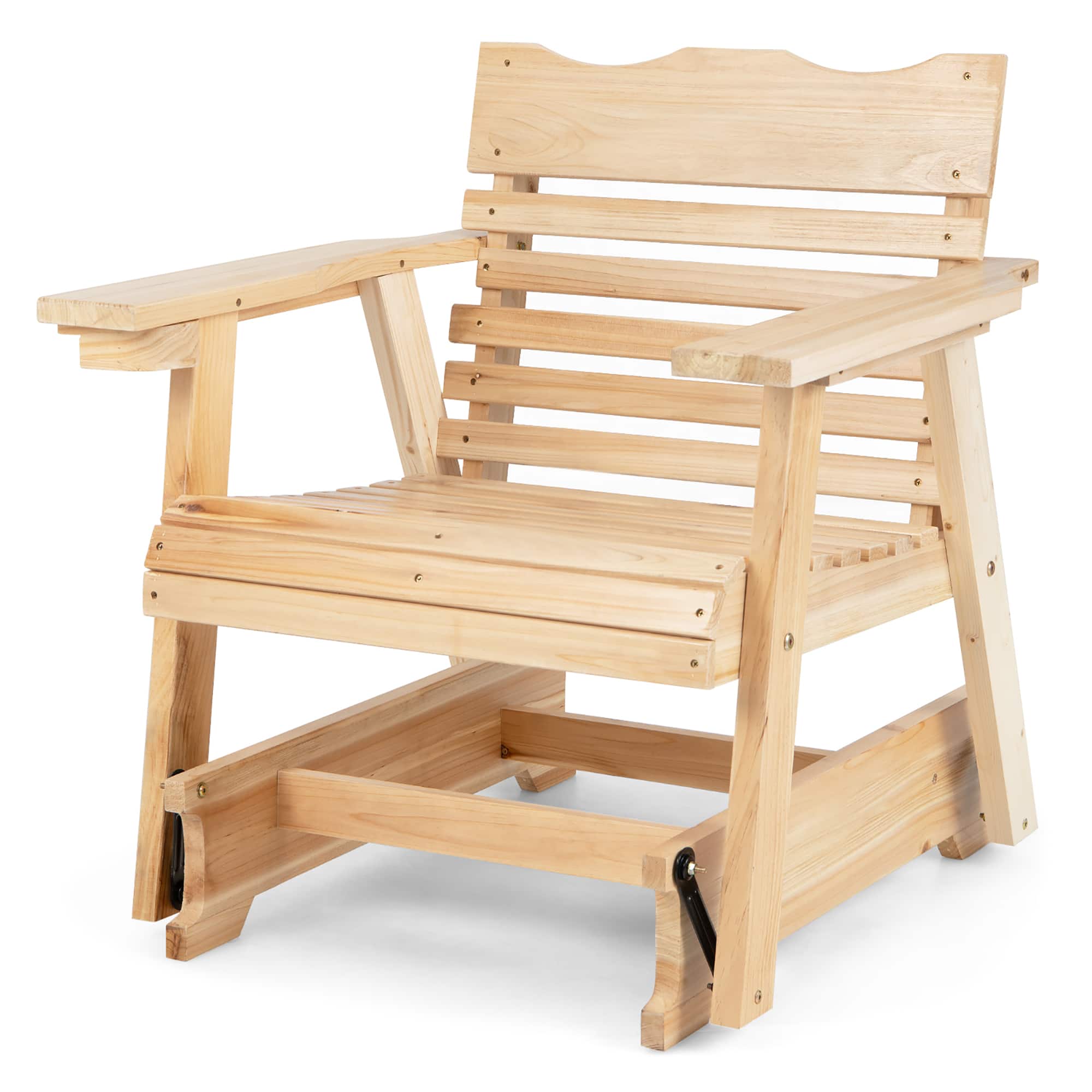 Front. Costway - Costway Patio Outdoor Wood Slat Rocking Chair Porch Rocker Curved Seat 330 Lbs Natural - Natural.