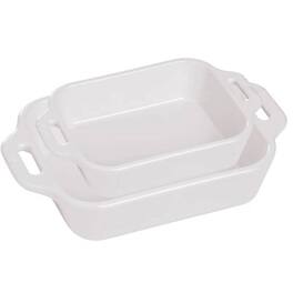 SlickBlue - 2-Piece Oven-Safe Ceramic Baking Dish Set for Casseroles and Roasting - White
