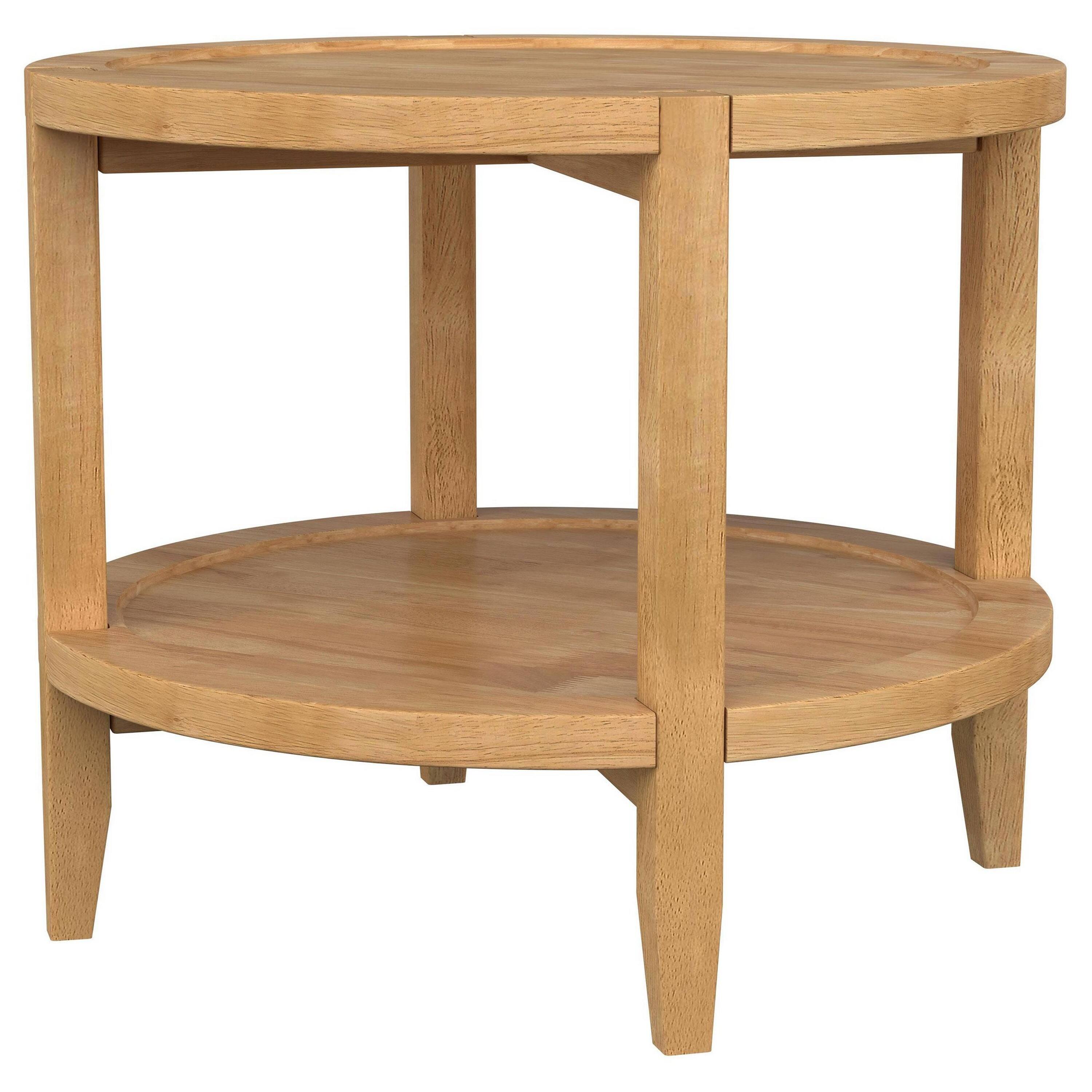 Alt View 3. Manhattan Lane - Camilia Side End Table, 23 Inch Round Top, 1 Shelf - Natural Brown.