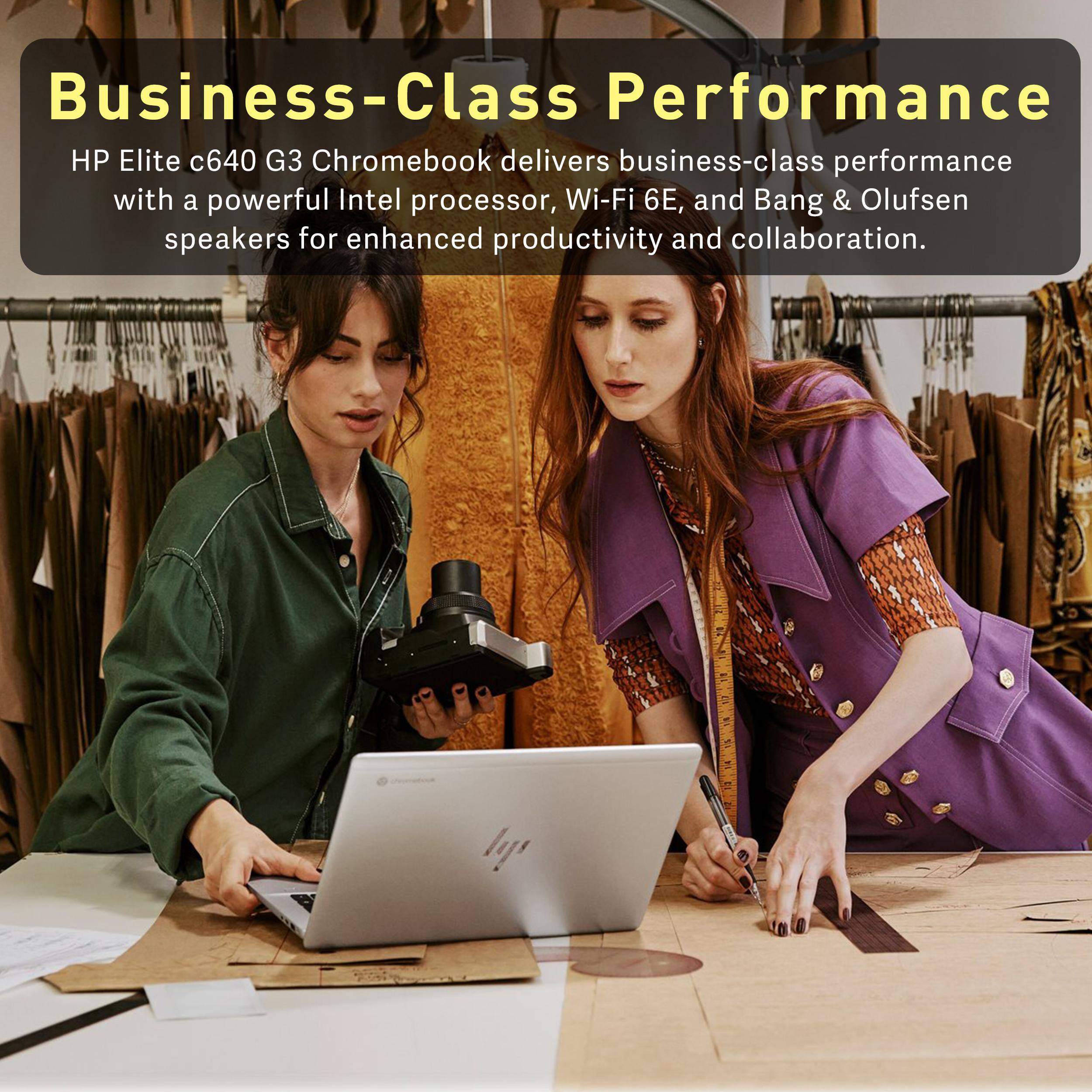Business-Class Performance

HP Elite c640 G3 Chromebook delivers business-class performance with a powerful Intel processor, Wi-Fi 6E, and Bang & Olufsen speakers for enhanced productivity and collaboration.