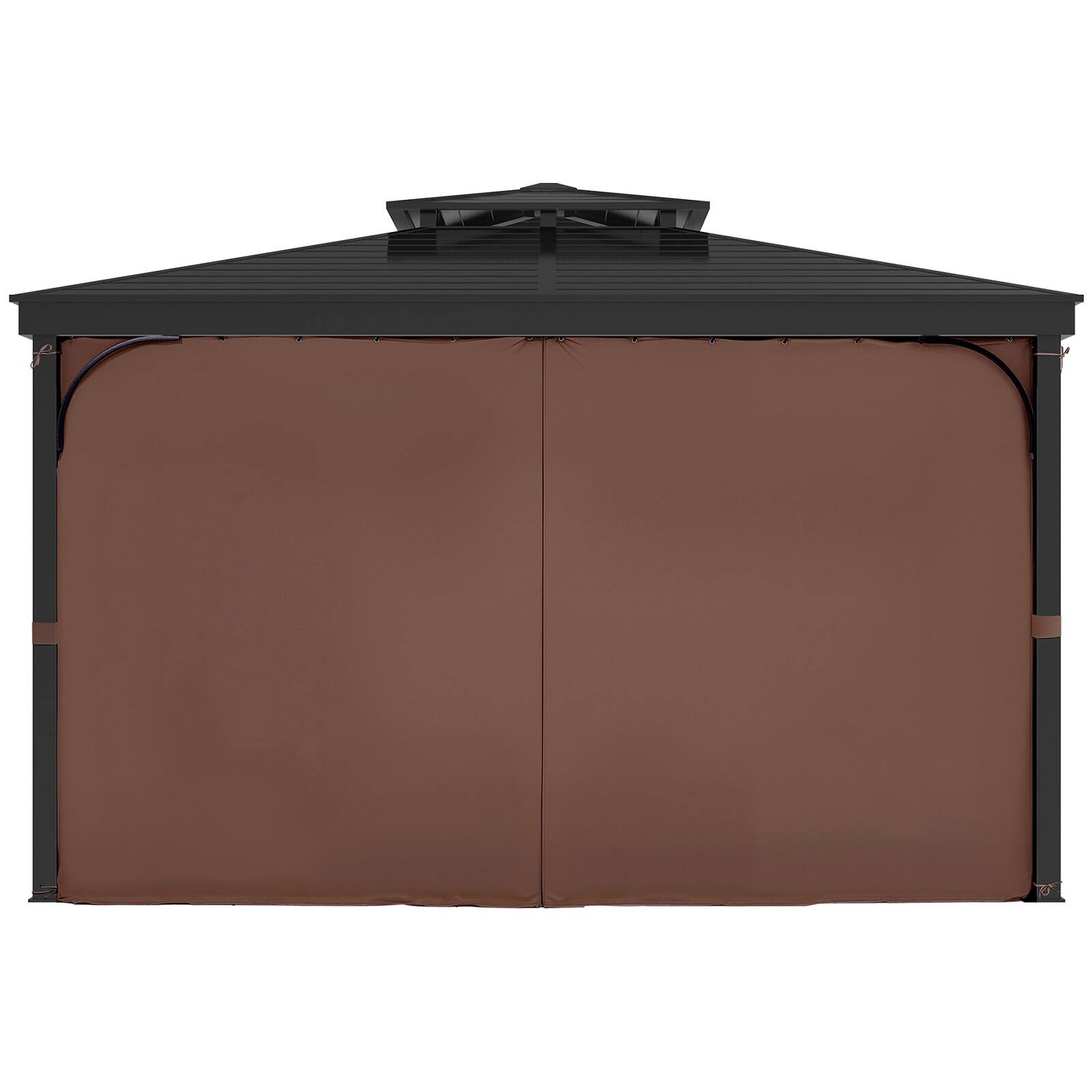 Alt View 5. VEVOR - Gazebo Curtains Outdoor, 12' x 10' x 7' Gazebos, 4-Panel Sidewall Gazebo Privacy Curtains with Zippers, Outdoor Curtain - Coffee.
