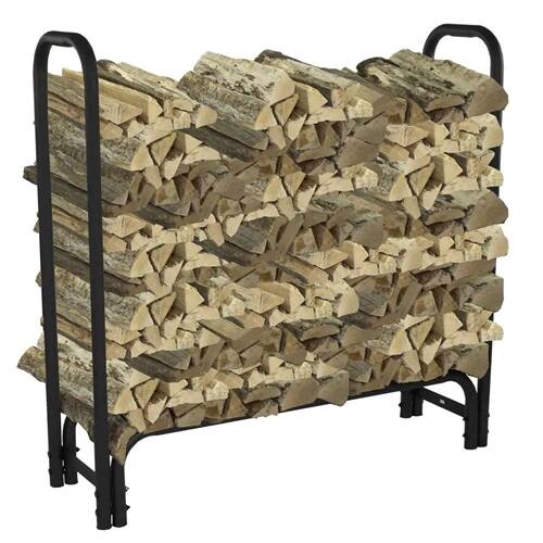 Angle. SlickBlue - 4 Ft Black Metal Firewood Rack Heavy Duty Steel Easy to Assemble - Black.