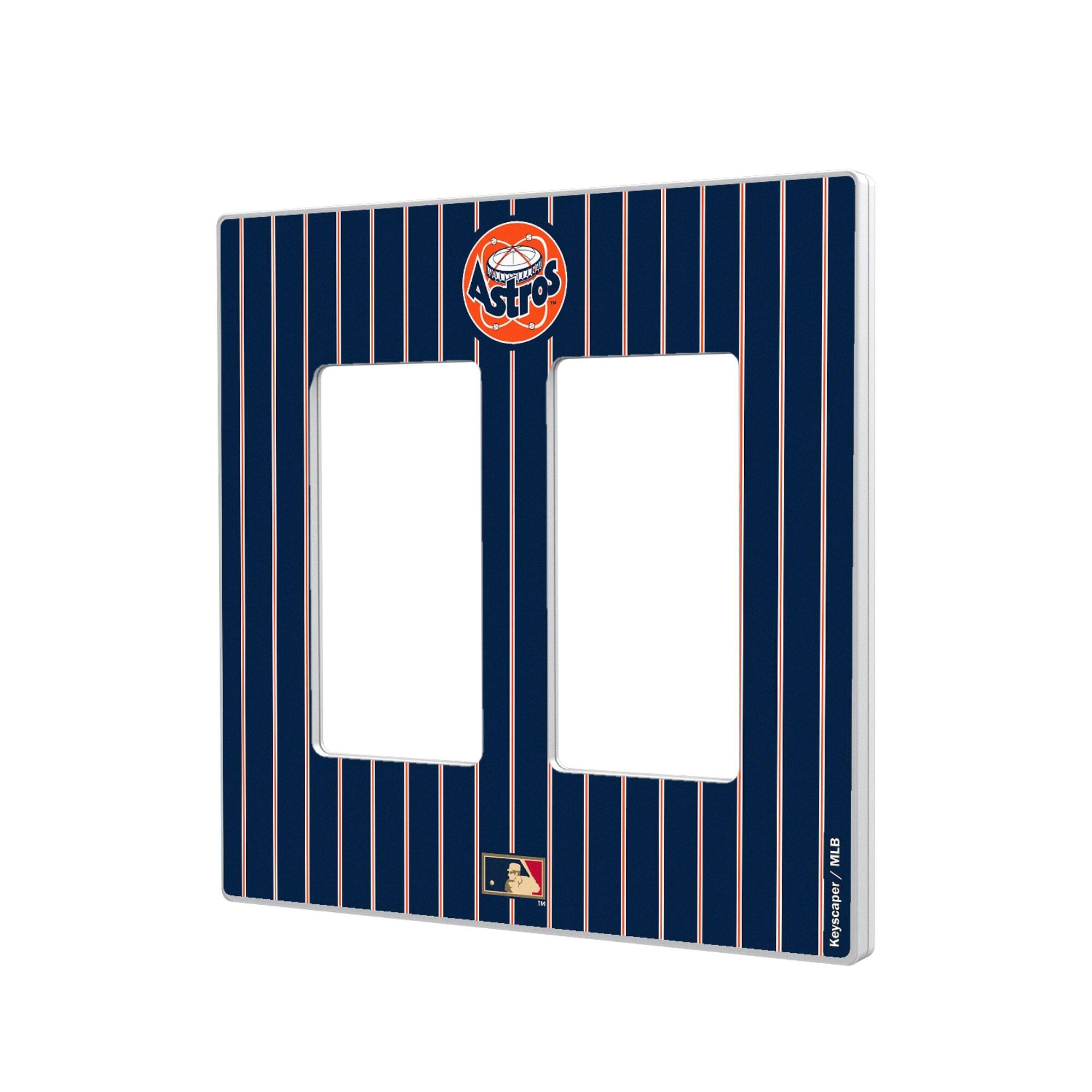 Keyscaper - Houston Astros 1977-1998 Cooperstown Pinstripe Double Rocker Light Switch Plate - Multicolor