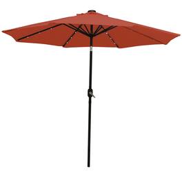 Sunnydaze - 9 ft Solar Aluminum Patio Umbrella with Tilt and Crank - Burnt Orange
