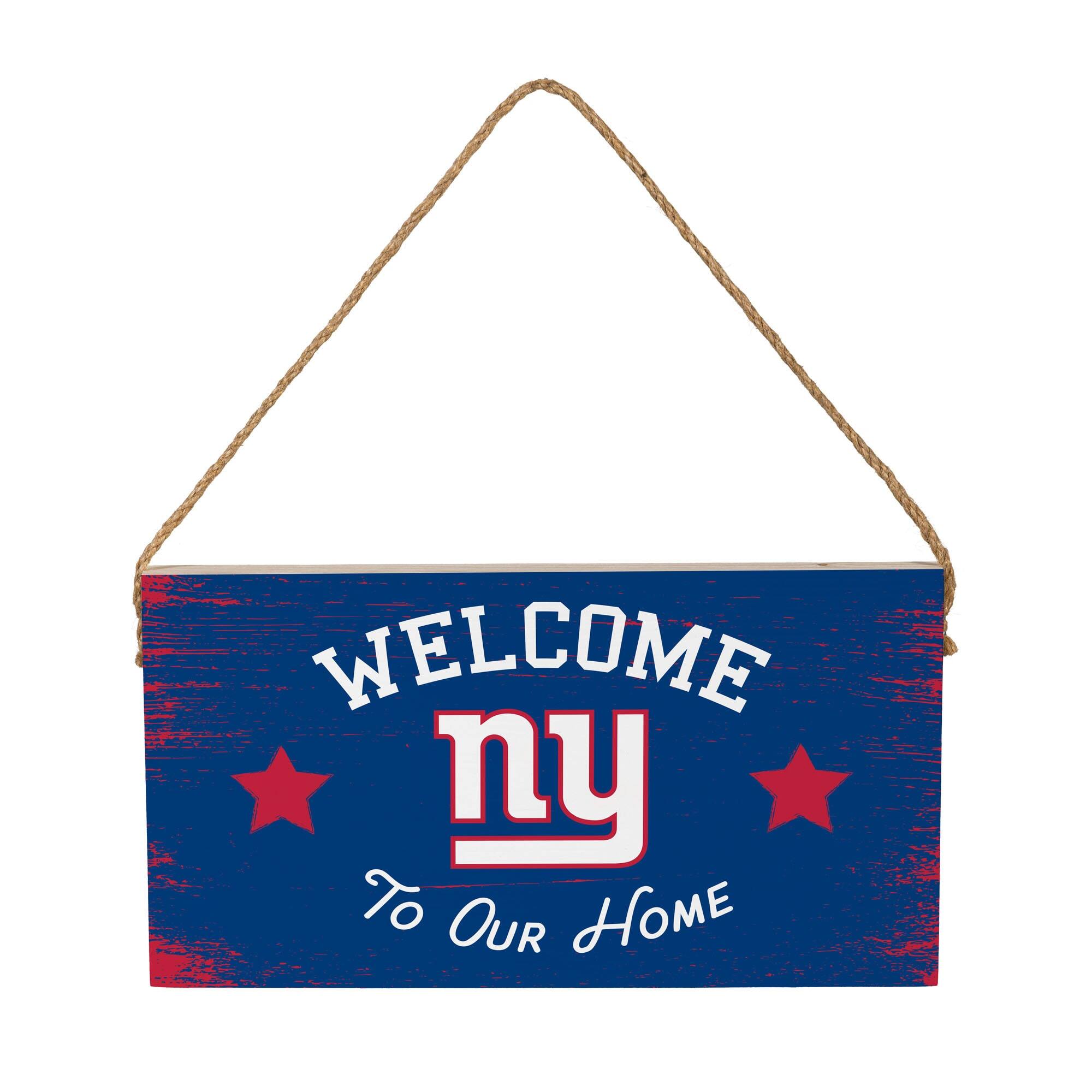 New York Giants 6" x 11" Welcome Home Wood Wall Sign with Rope Hanger