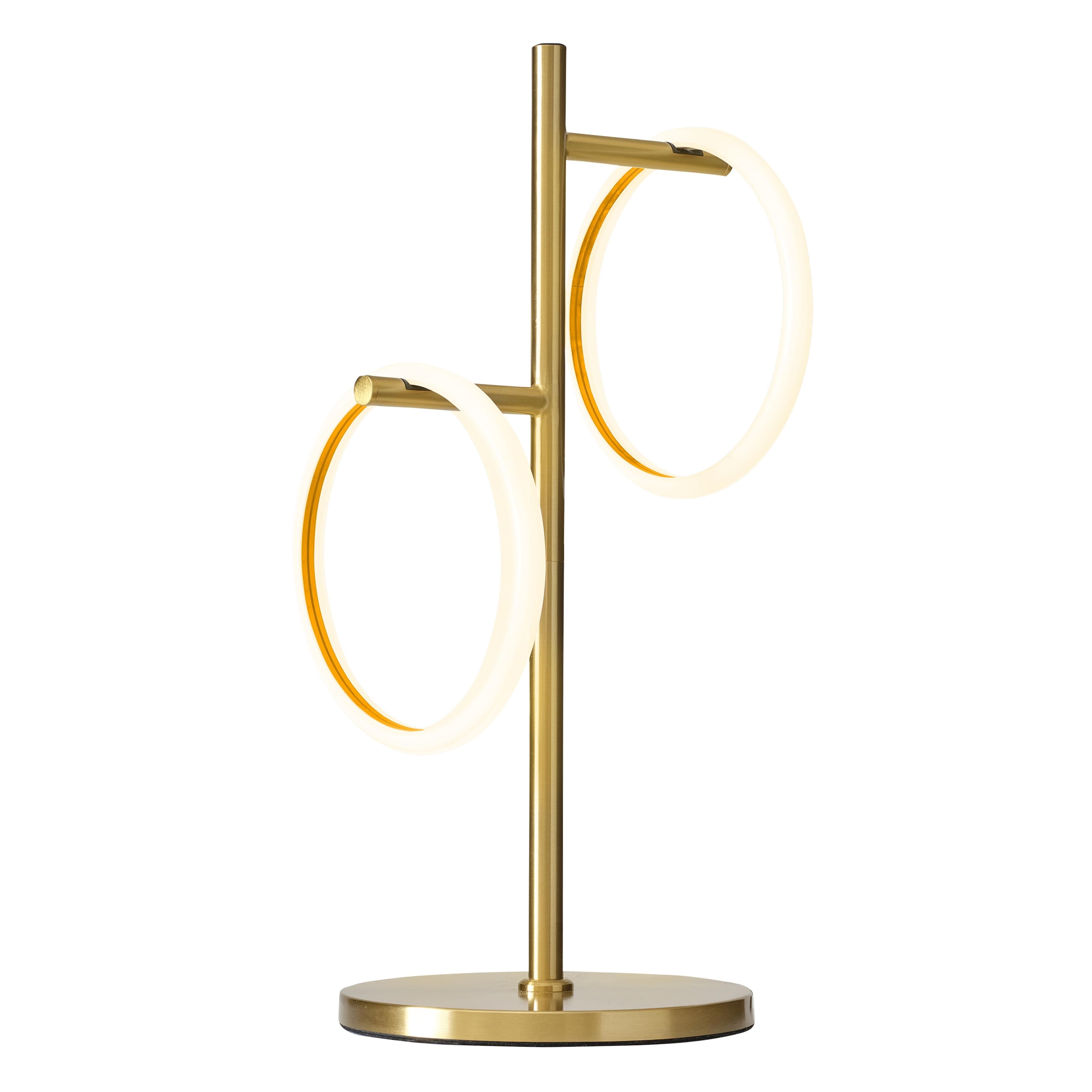 Brightech - Saturn LED Modern Industrial Tree Dimmable Bedside Nightstand Desk Lamp with 3 Removable Ring Lights - Antiqued Brass