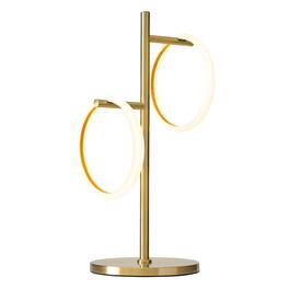 Brightech - Saturn LED Modern Industrial Tree Dimmable Bedside Nightstand Desk Lamp with 3 Removable Ring Lights - Antiqued Brass