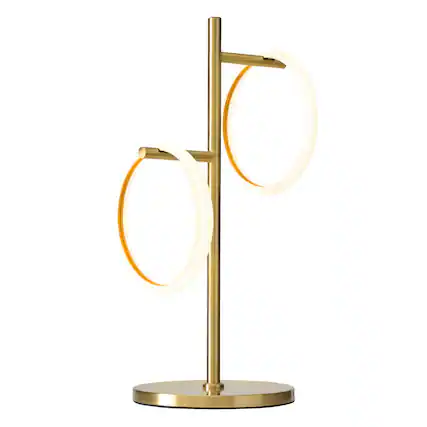 Front. Brightech - Saturn LED Modern Industrial Tree Dimmable Bedside Nightstand Desk Lamp with 3 Removable Ring Lights - Antiqued Brass.