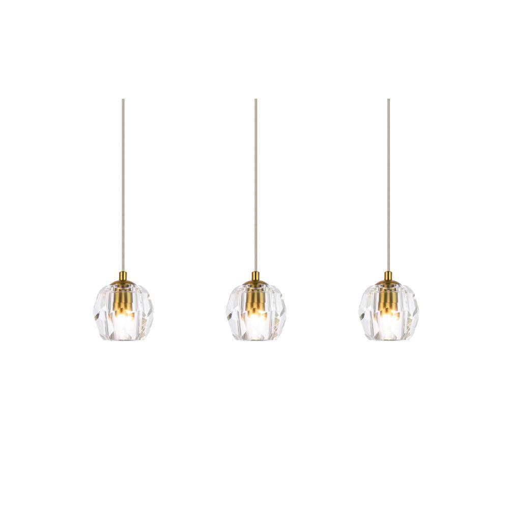 Alt View 3. Elegant Lighting - Eren 3 lights Gold pendant - Gold.