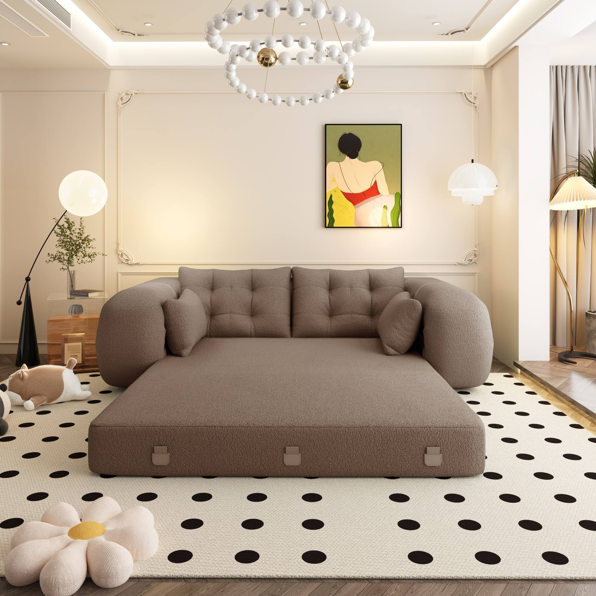 Alt View 4. GOODSILO - Multi-Functional Floor Sofa Bed | Versatile Seating & Sleeper with Removable Pillows for Modern Spaces - Brown.