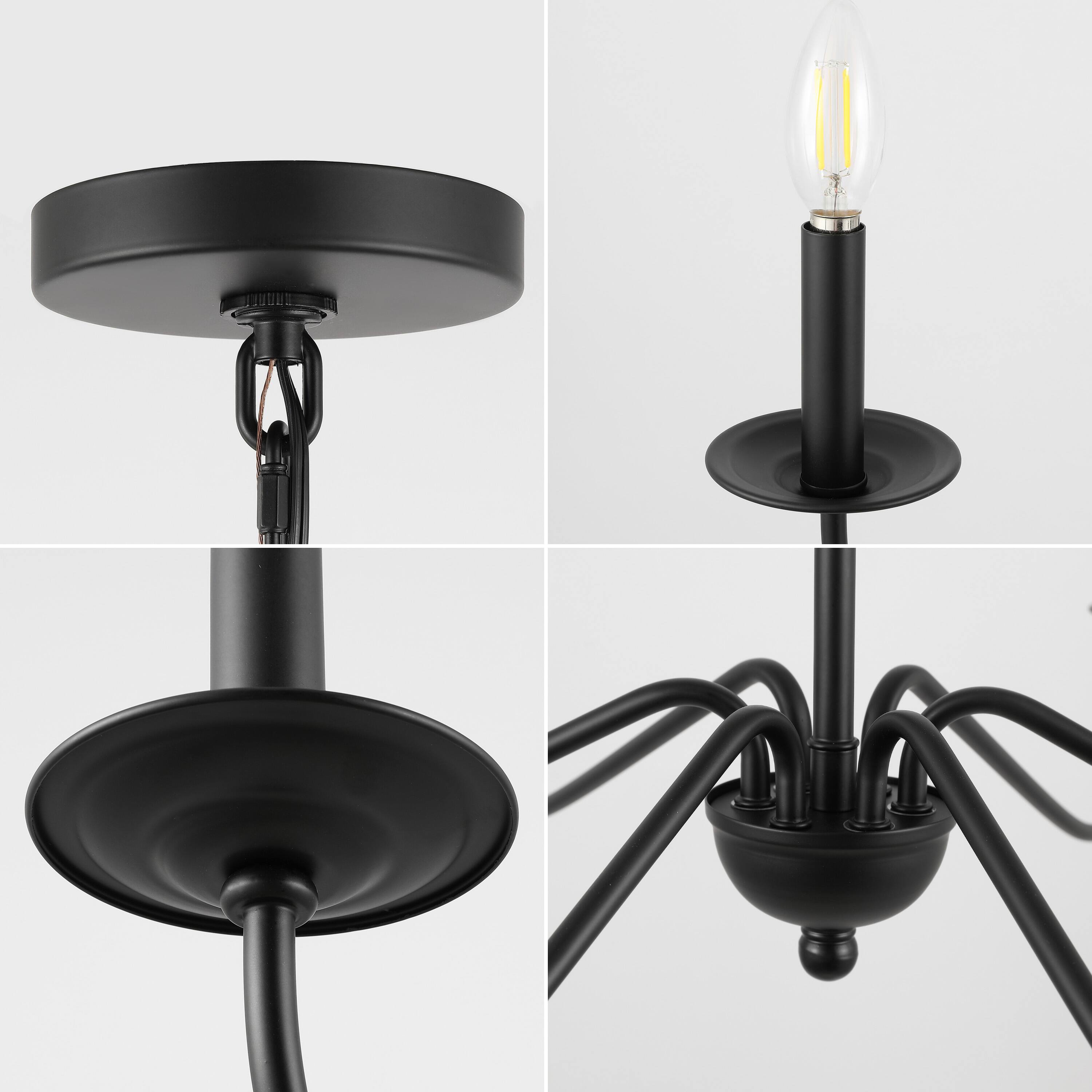 Alt View 5. Jonathan Y - Wicklow 34.75" 6-Light Bohemian Farmhouse Iron LED Chandelier, Black - Black.