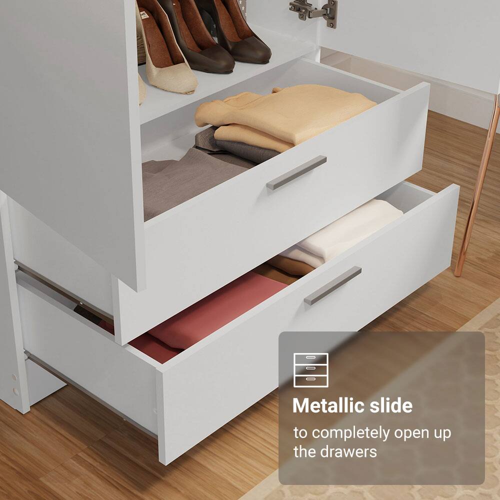 Metallic slide to completely open up the drawers