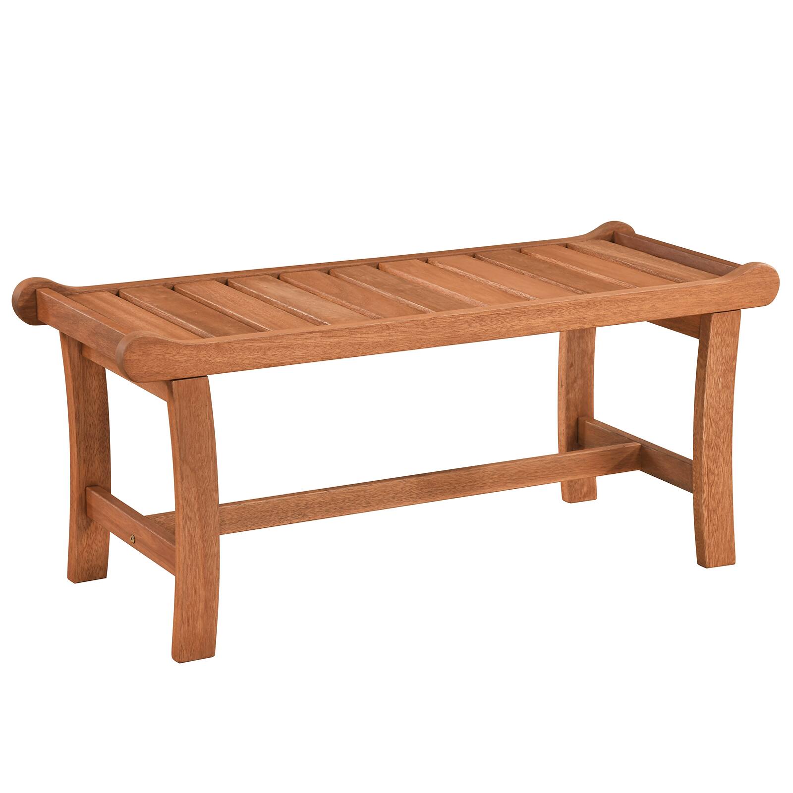 Alt View 1. Costway - Costway 2-Person Outdoor Wood Bench Set of 1, 41.5" Patio Backless Dining Bench with Slatted Seat - Orange.