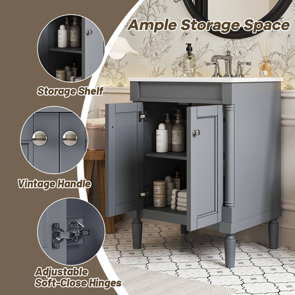 Ample Storage Space

Storage Shelf

Vintage Handle

Adjustable Soft-Close Hinges
