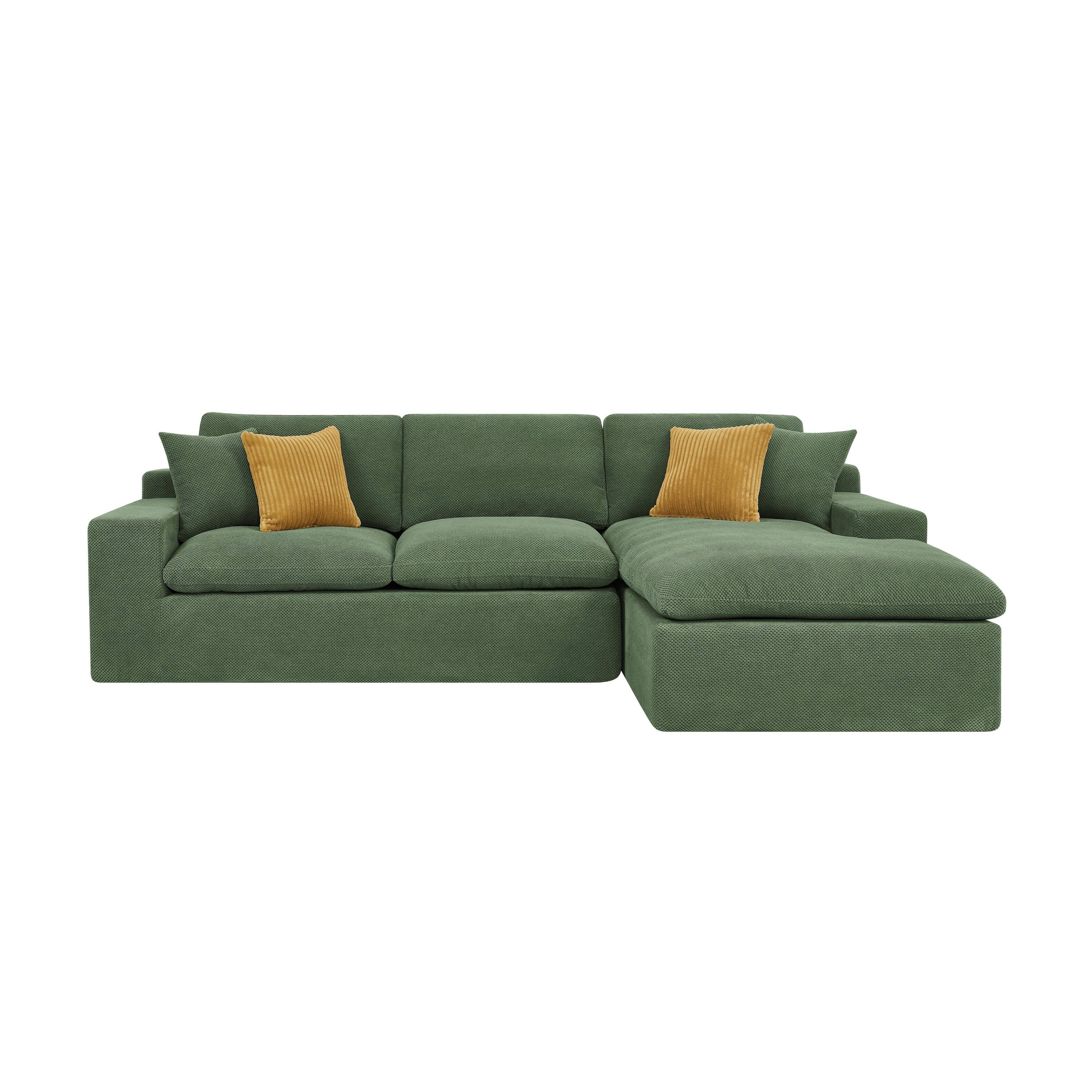 Alt View 1. Roomtec - Cloud Sectional Sofa HighDensity Foam Sectional Wide Armrest Couch Living Room Furniture Deep Seat Sofa Upholstered - Army Green.