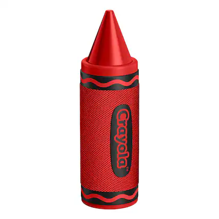 Front. Crayola - 5-Watt Portable Bluetooth Rechargeable Crayon Speaker with FM Radio, TWS, USB/microSD/Aux, up to 3 Hr Play Time - Red.