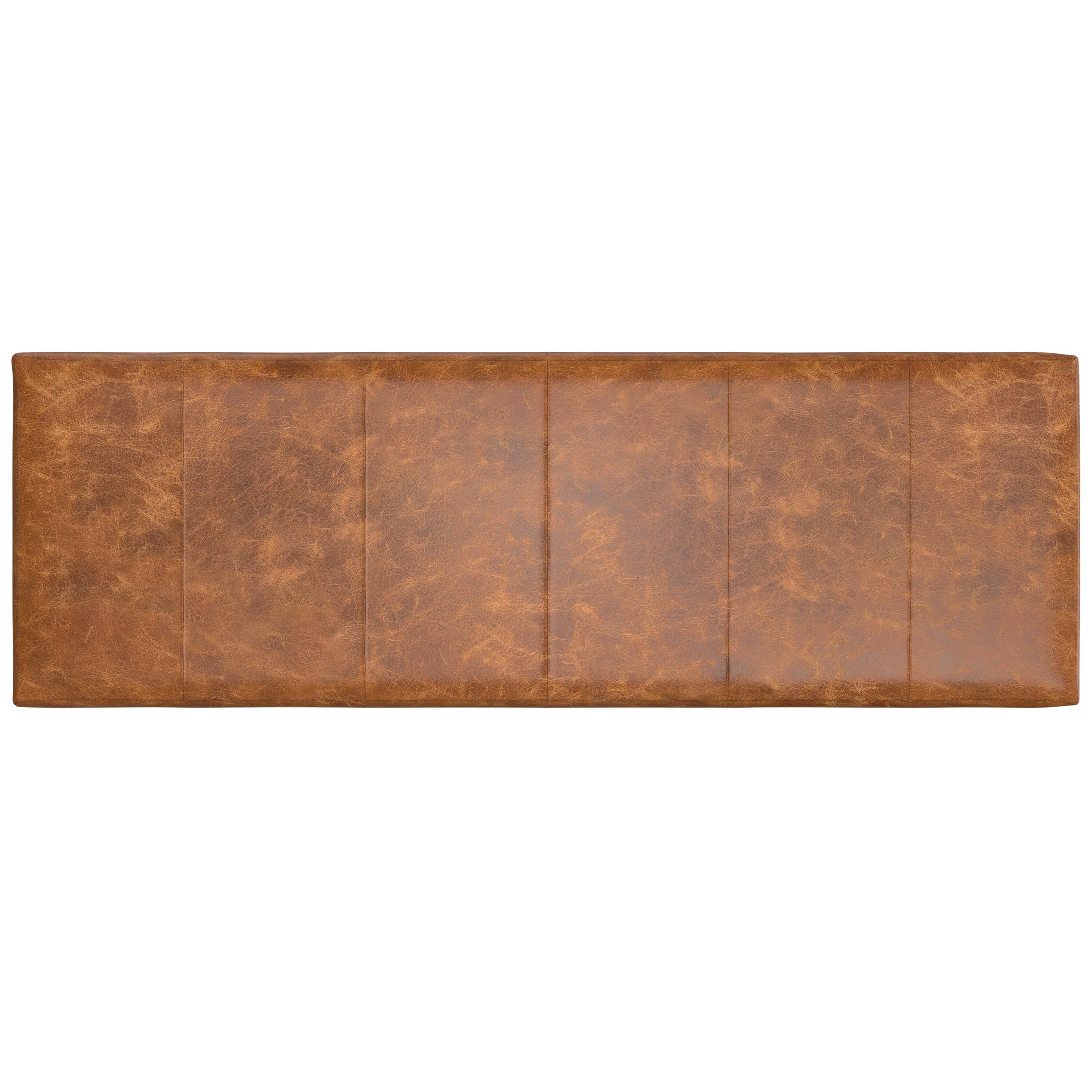 Back. Simpli Home - Candice 56 inch Wide Rectangle Ottoman Bench in Tan Genuine Leather - Tan.