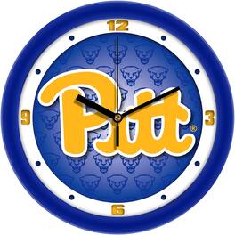 MpDirect - Pitt Panthers 11.5'' Suntime Premium Glass Face Dimension Wall Clock - Multicolor