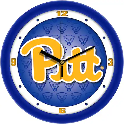 Front. MpDirect - Pitt Panthers 11.5'' Suntime Premium Glass Face Dimension Wall Clock - Multicolor.