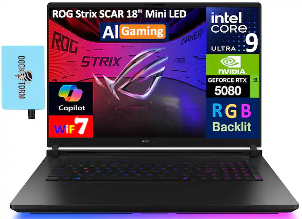 ROG Strix SCAR 18" Mini LED AI Gaming
Intel Core 9 Ultra
NVIDIA GeForce RTX 5080
RGB Backlit
Copilot
Wi-Fi 7
Dock Storm
ROG Strix