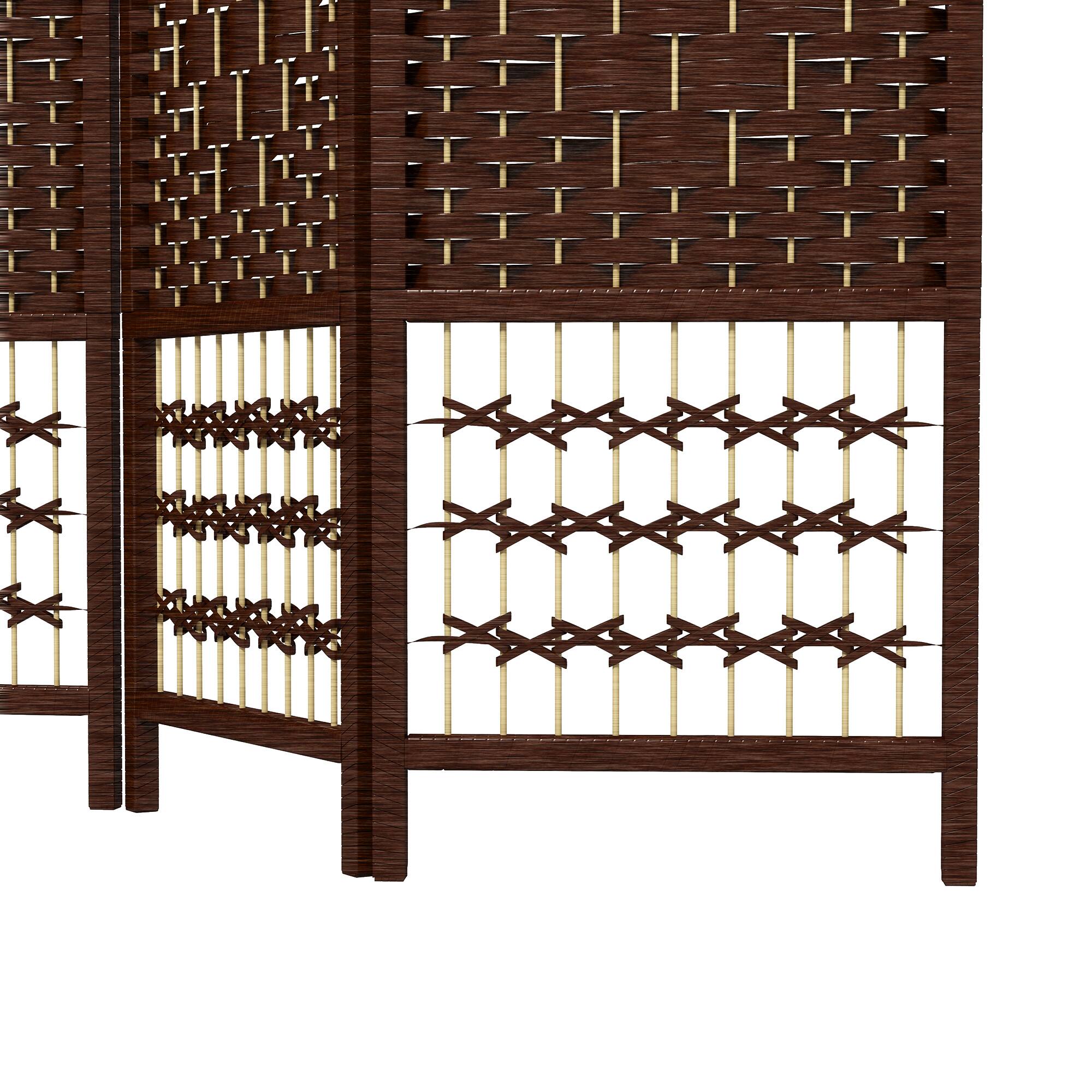 Alt View 8. Homcom - Panel Folding Room Divider Portable Privacy Screen Wave Fiber Room Partition for Home Office - Brown.