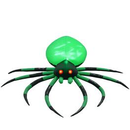 Homcom - 6' Halloween Inflatable Outdoor Decoration Spider, Blow Up LED Yard Decor for Garden, Lawn, Party, Holiday, Waterproof - Green