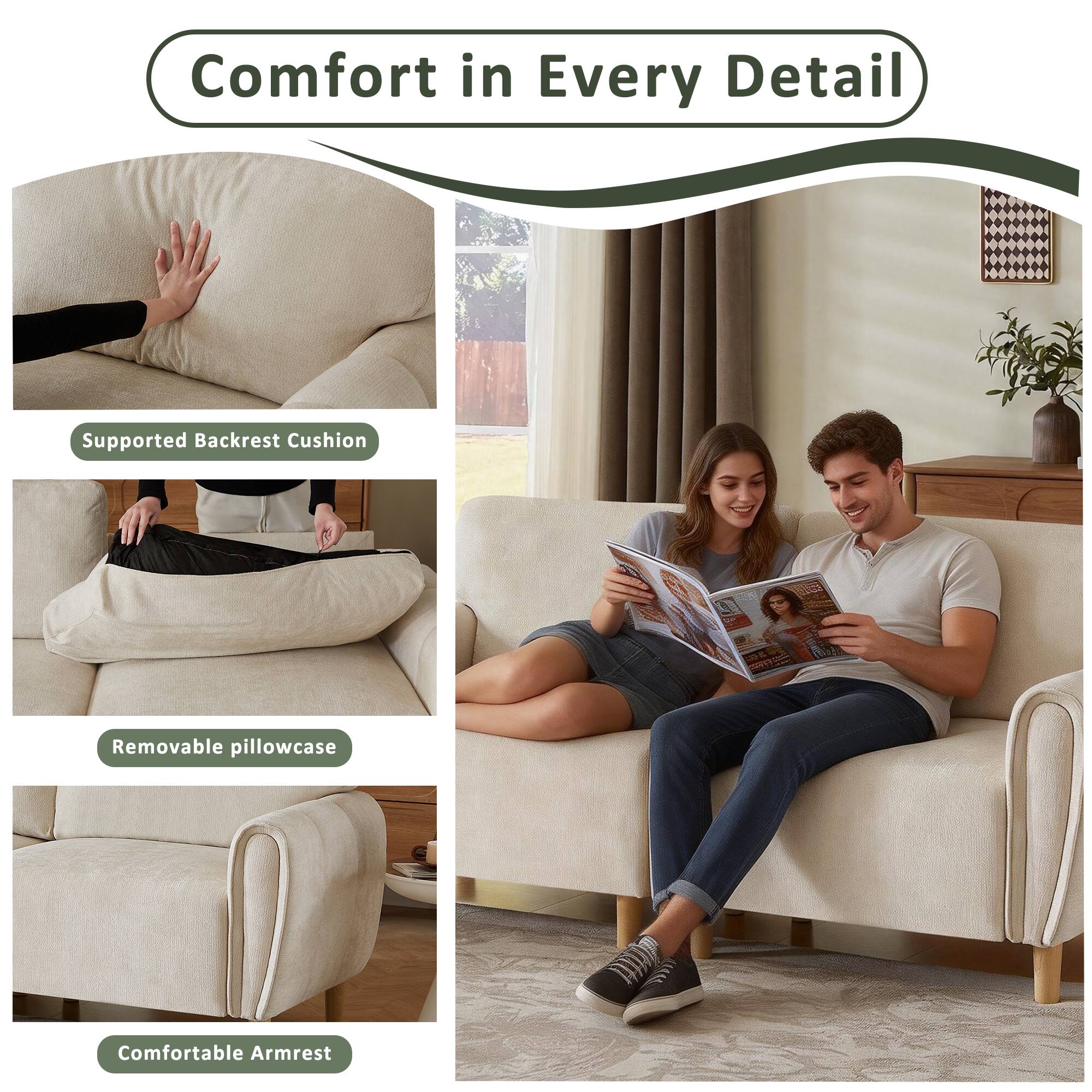 Comfort in Every Detail

- Supported Backrest Cushion
- Removable pillowcase
- Comfortable Armrest