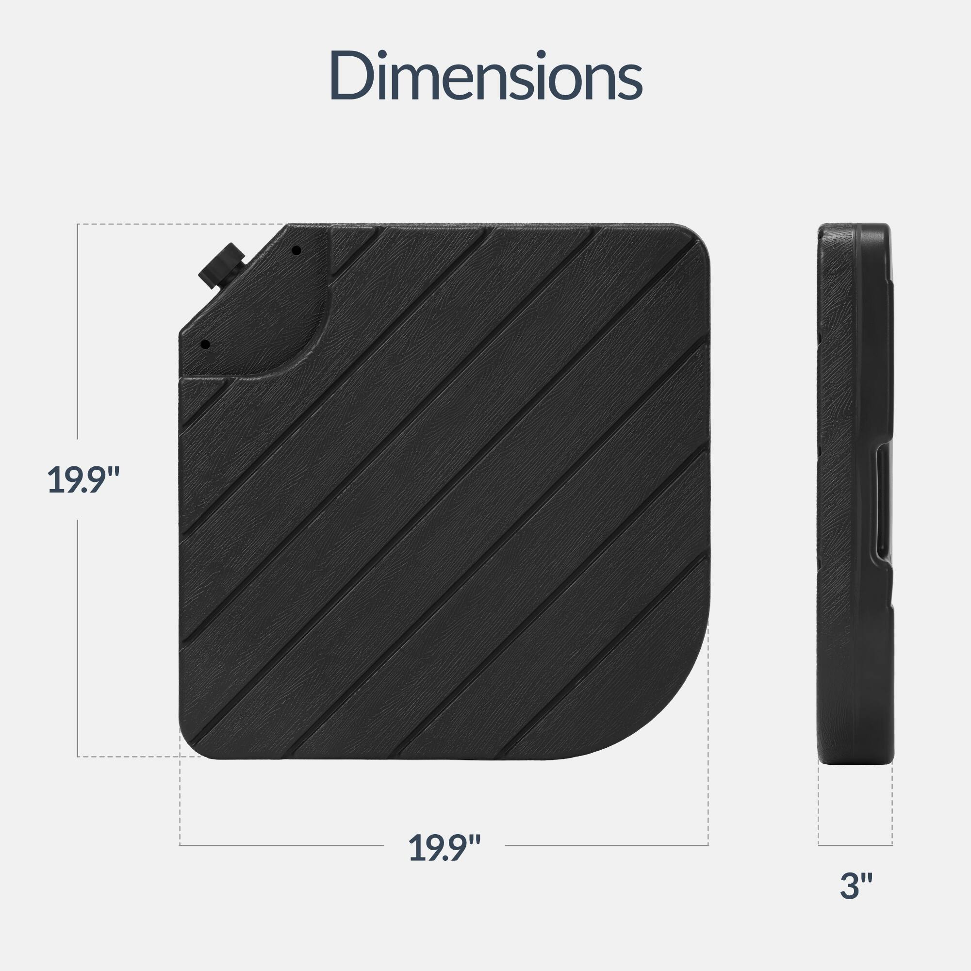 Dimensions: 19.9" x 19.9" x 3"