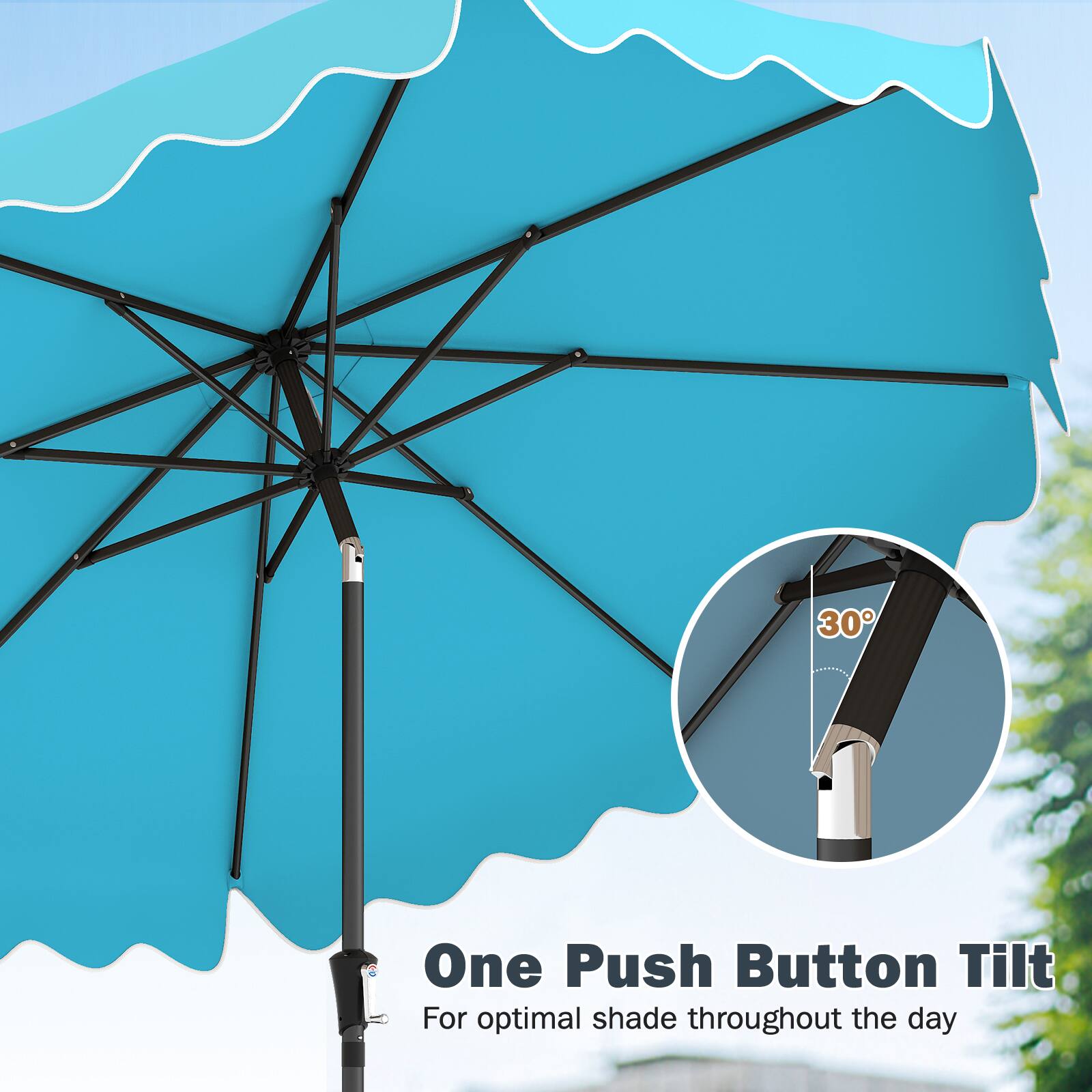 One Push Button Tilt  
For optimal shade throughout the day