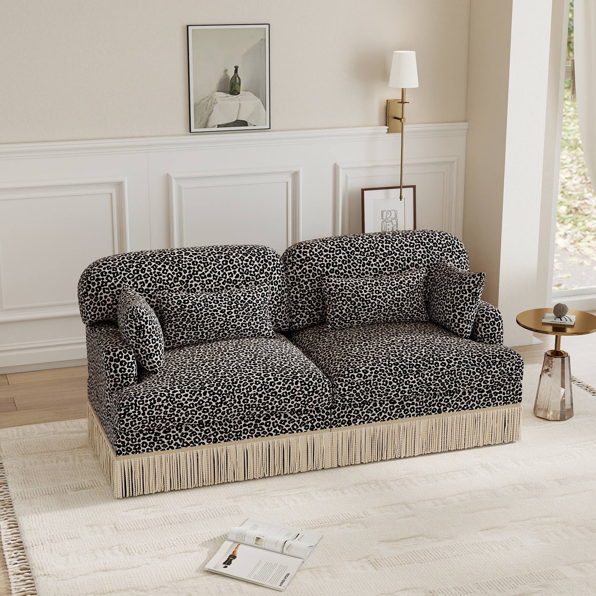 Anysun Modern Fashion Leopard Print Chenille Deep Seat Loveseat, Easy ...
