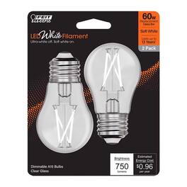 FEIT ELECTRIC - Feit White A15 E26 (Medium) Filament LED Bulb Soft White 60 Watt Equivalence 2 pk