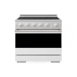 ZLINE - 36 in. 5.2 cu. ft. Marino Freestanding Induction Range with 5 Burners and Convection Oven with Door - White Matte